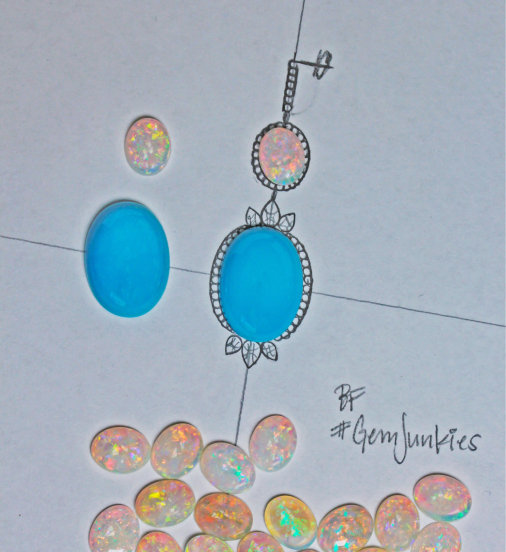 Turquoise and opal gemjunkies design sketch Turquoise and opal gemjunkies design sketch
